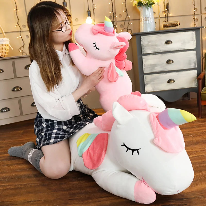 25-100cm Kawaii Giant Unicorn Plush Toy /  Soft Stuffed Unicorn  Pillow