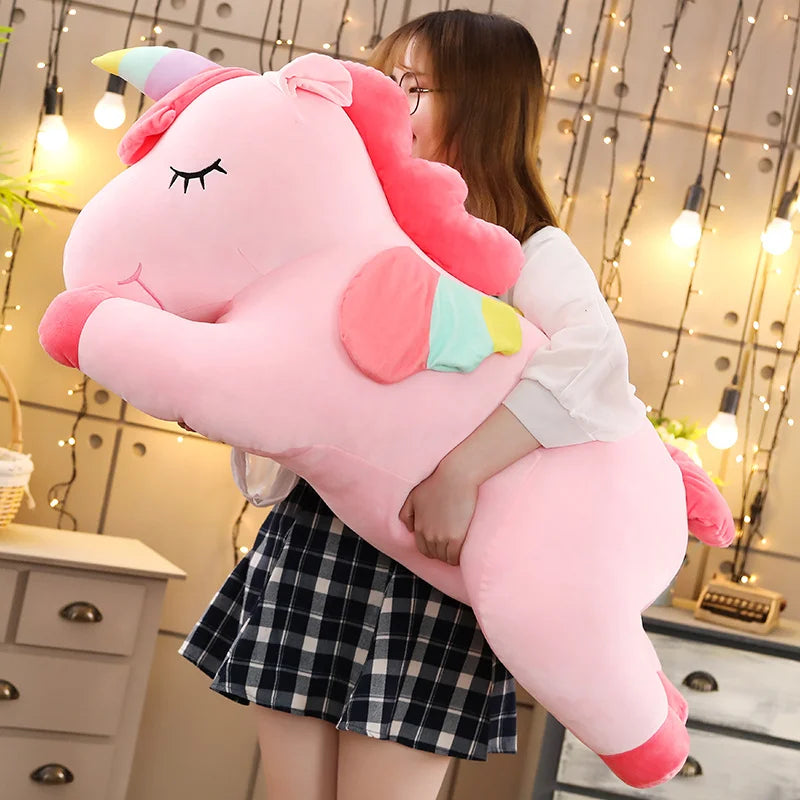 25-100cm Kawaii Giant Unicorn Plush Toy /  Soft Stuffed Unicorn  Pillow