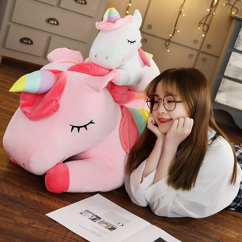 25-100cm Kawaii Giant Unicorn Plush Toy /  Soft Stuffed Unicorn  Pillow