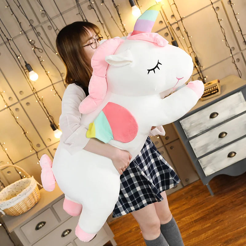 25-100cm Kawaii Giant Unicorn Plush Toy /  Soft Stuffed Unicorn  Pillow