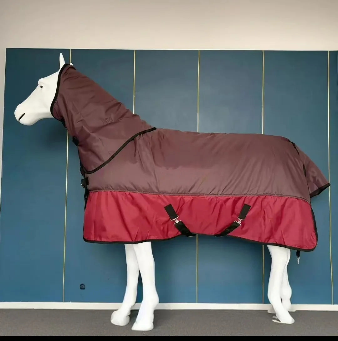 2025 New Waterproof Horse Rugs / Turnout Blanket Winter Warm Cotton Sheet with Neck Warmer Harness Cover