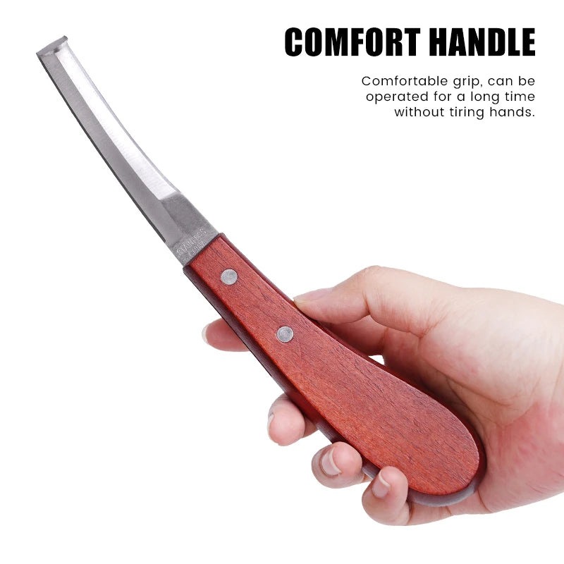 1/2Pcs Horseshoe Knife  Stainless Steel Double-edged Wooden Handle Hoof Trimming Knife