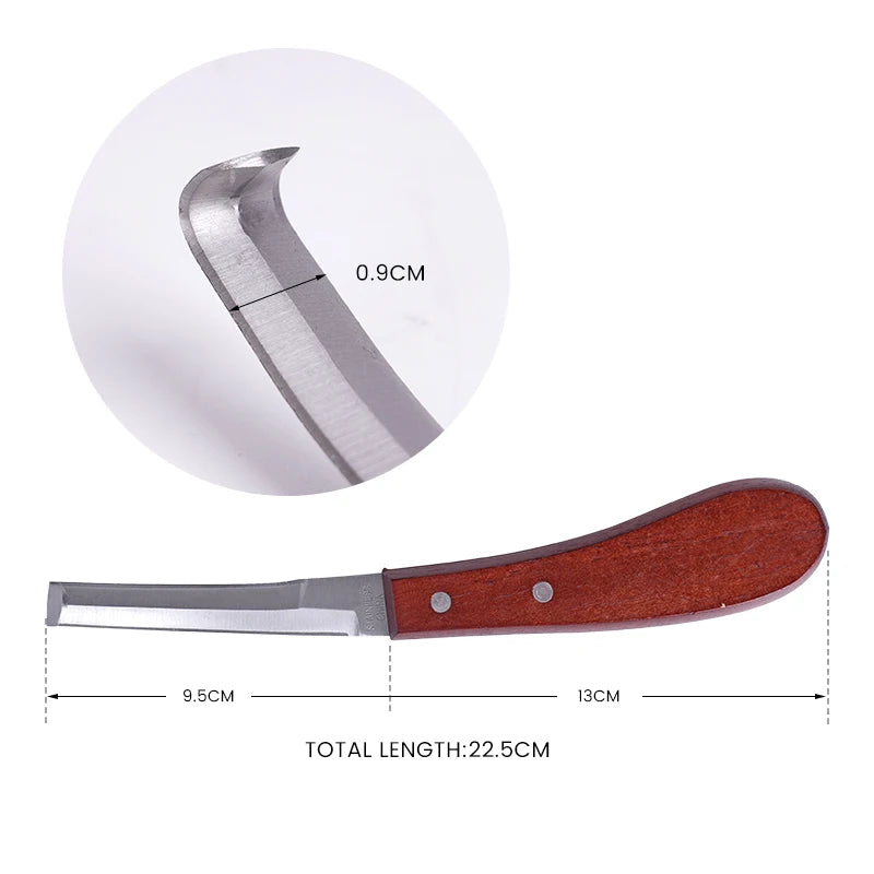 1/2Pcs Horseshoe Knife  Stainless Steel Double-edged Wooden Handle Hoof Trimming Knife