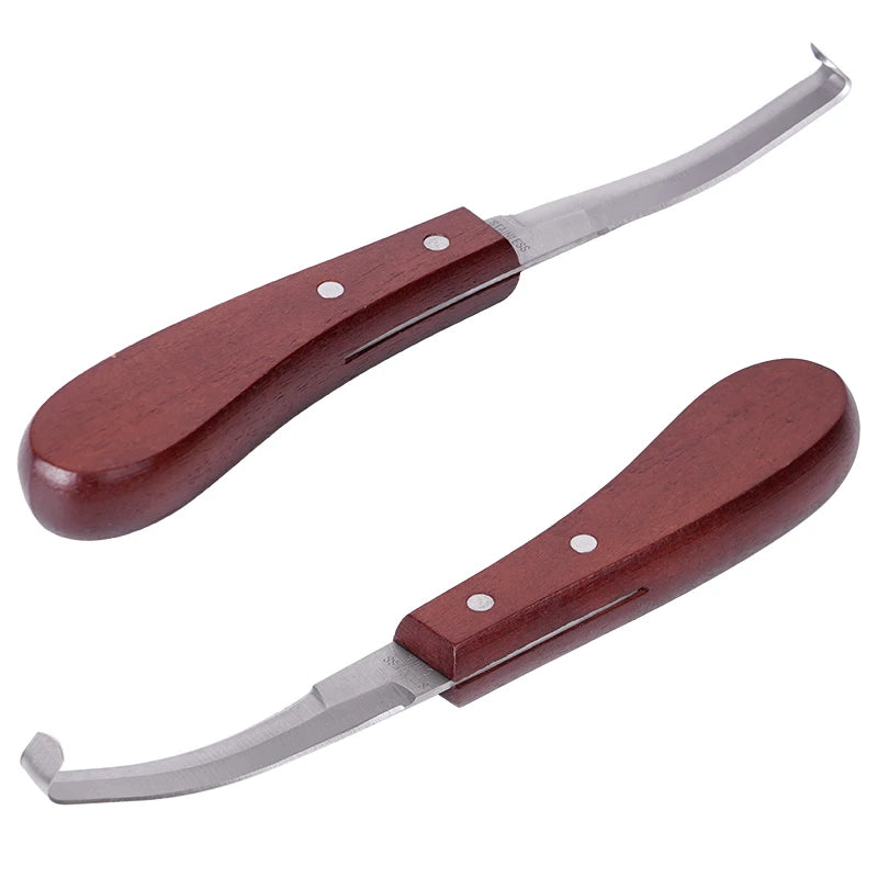 1/2Pcs Horseshoe Knife  Stainless Steel Double-edged Wooden Handle Hoof Trimming Knife