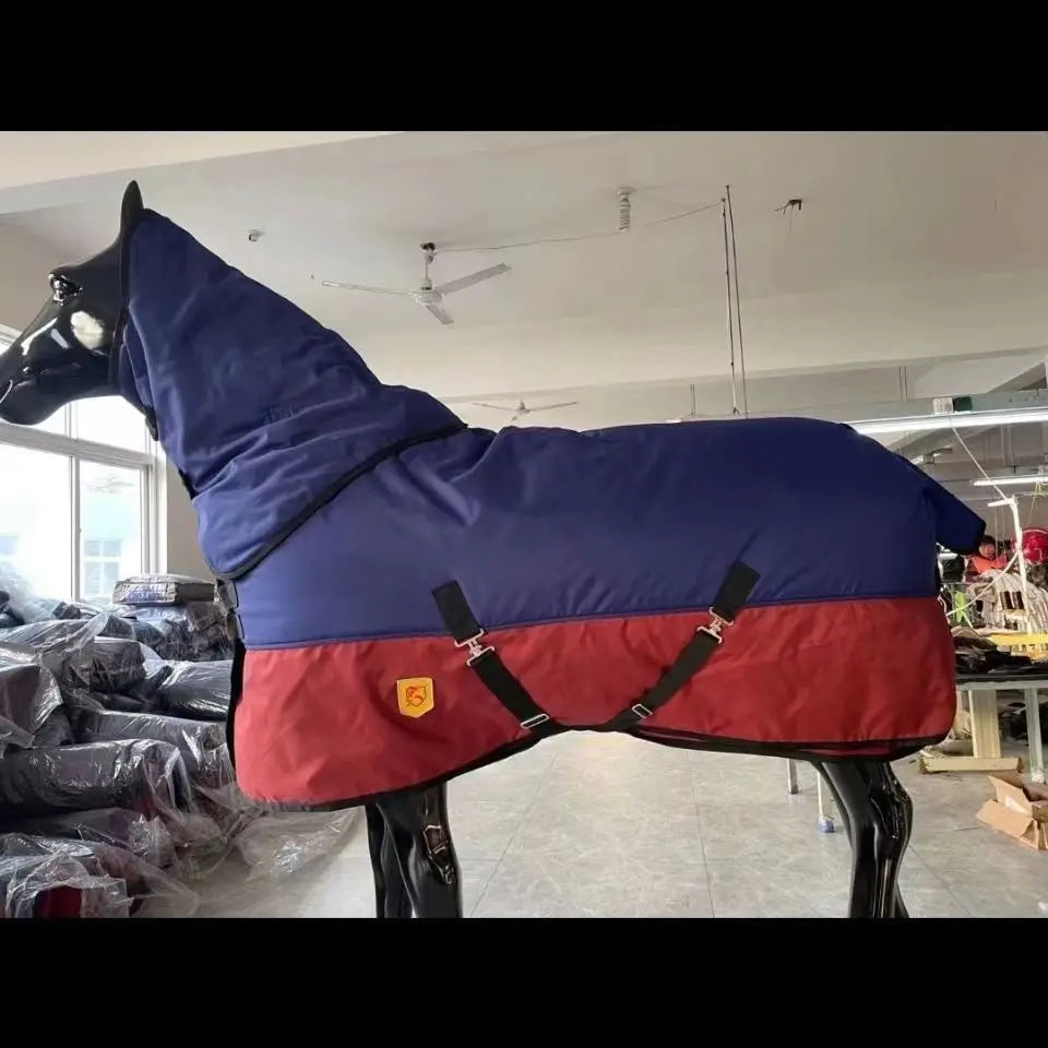 2025 New Waterproof Horse Rugs / Turnout Blanket Winter Warm Cotton Sheet with Neck Warmer Harness Cover