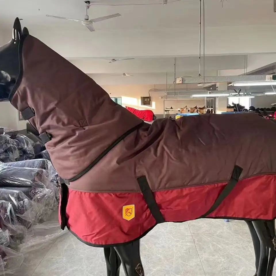 2025 New Waterproof Horse Rugs / Turnout Blanket Winter Warm Cotton Sheet with Neck Warmer Harness Cover